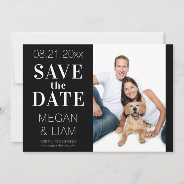 Save The Date Photo simple moderne en noir et blanc (Devant)