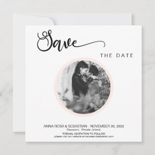 Save The Date *~* PHOTO Simple Pêche Boho Mariage Enregistrer La