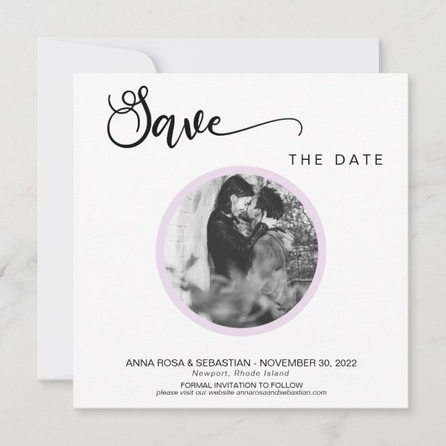 Save The Date *~* PHOTO Simple Violet Boho Mariage Enregistrer L (Devant)