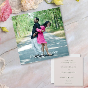 Save The Date Photo Simplistic Coral Peach Cream