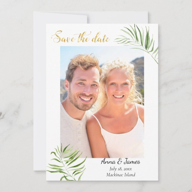 Save The Date Photo Tropical Enregistrer la Date (Devant)