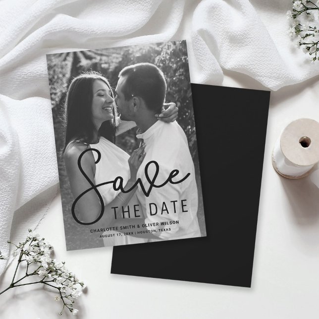 Save The Date Photo verticale du script moderne Enregistrer la c (Créateur téléchargé)