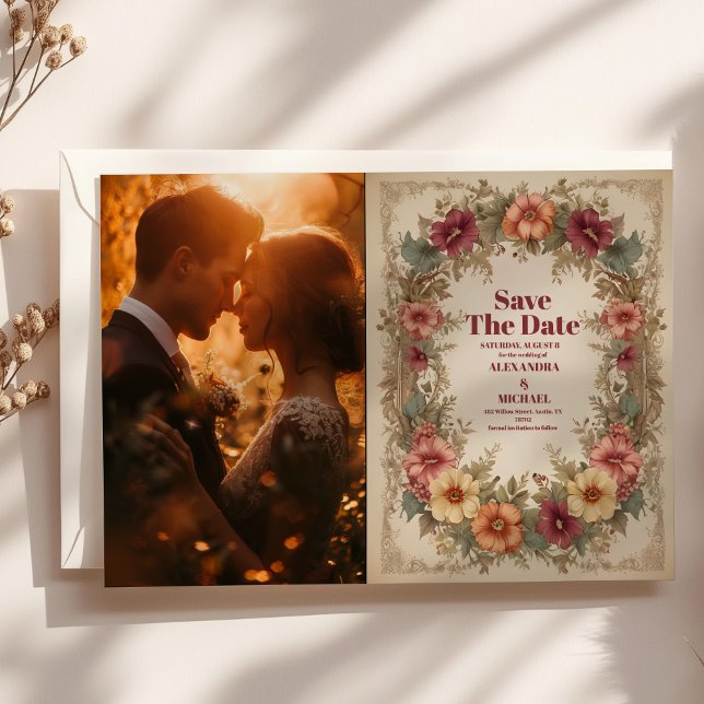 Save The Date Photo Victorian Ornate Floral Frame Mariage (Créateur téléchargé)
