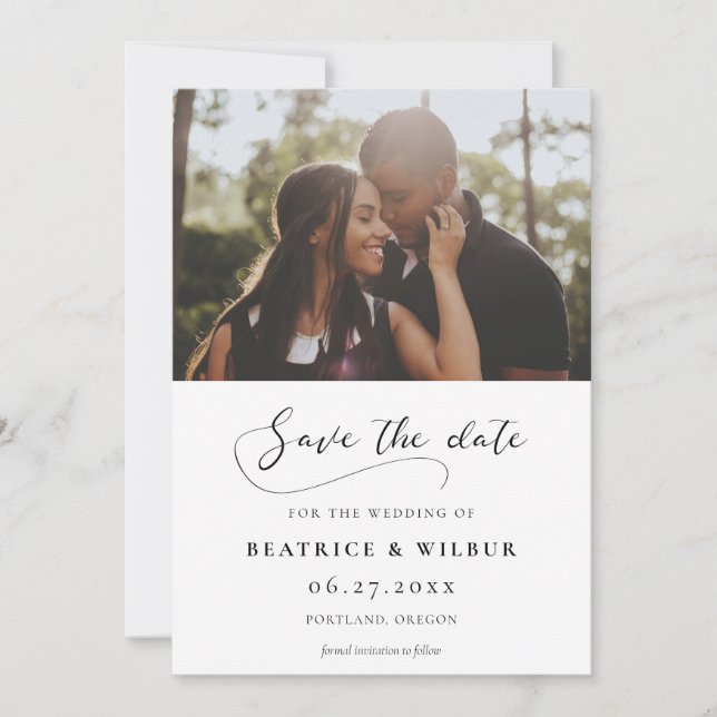 Save The Date Photographie de calligraphie romantique élégante (Devant)