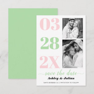 Save The Date Photographie de typographie moderne vert menthe et
