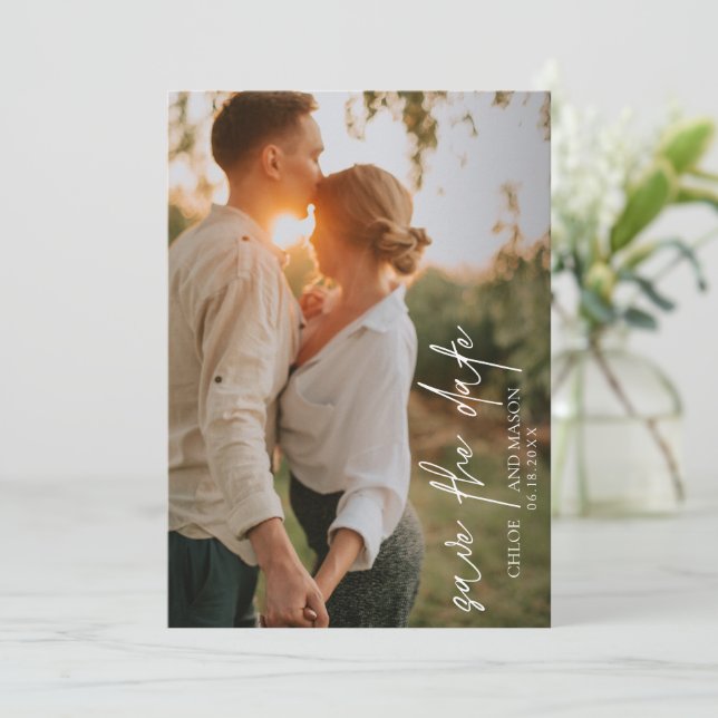 Save The Date Photographie noir et blanc classique Mariage éléga (Debout devant)