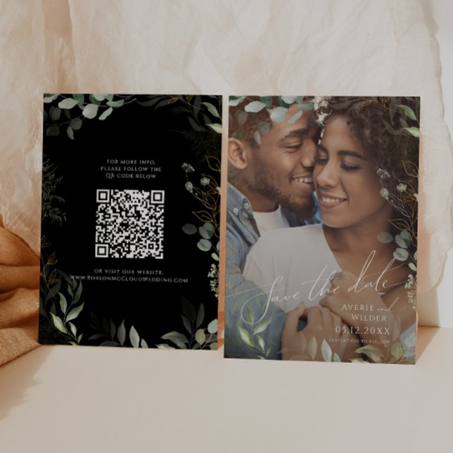 Save The Date Photographie noir et or Code QR (Créateur téléchargé)