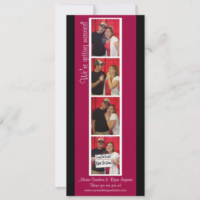 Save The Date Photomaton Créatif Enregistrer la Date (Rouge & No (Devant)