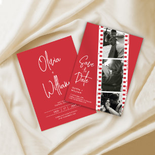 Save The Date Photomaton Enregistrer la Date Mariage Rouge Moder