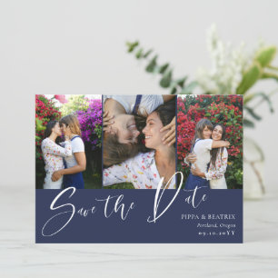 Save The Date Photos à deux faces de la Marine Mariage Enregistr