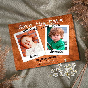 Save The Date Photos d'enfance Bois Vieilli Rustique