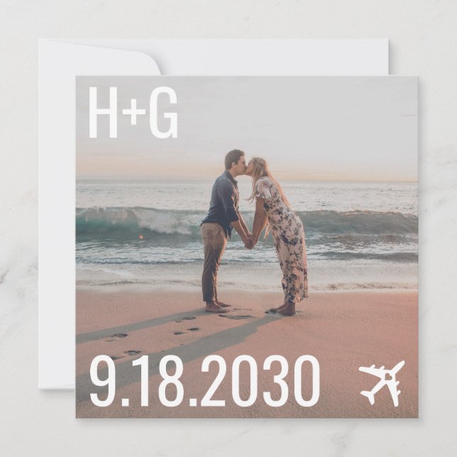 Save The Date Photos du Carré de destination de mariage de plage (Devant)