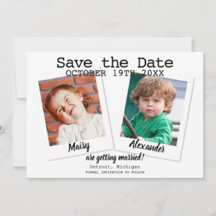Save The Date Photos Enfants Modernes Mariage Enregistrer La Dat