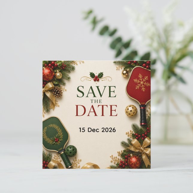 Save The Date Pickleball thème Noël  (Debout devant)