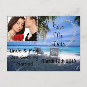 Save the Date Picture Postcard Beach Theme BLING Ankündigungspostkarte