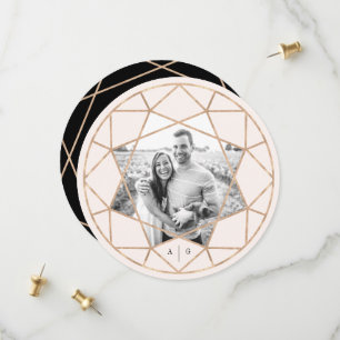 Save The Date Pierre géométrique diamant arrondi Mariage photo