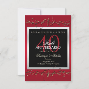 Save The Date Pierres précieuses rubis élégantes 40e anniversair