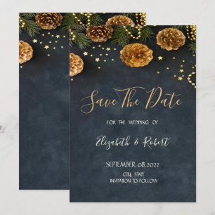 Save The Date Pine Cônes, Étoiles Enregistrer La Date