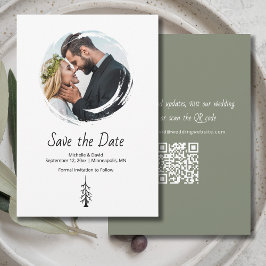 Save The Date Pine rustique Sage Vert Mariage Décontracté