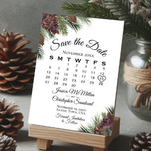 Save The Date Pinecones rustiques Mariage Calendrier de la verdu