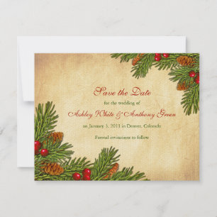 Save The Date Pines Boughs Fêtes Mariage d'hiver Enregistrer la