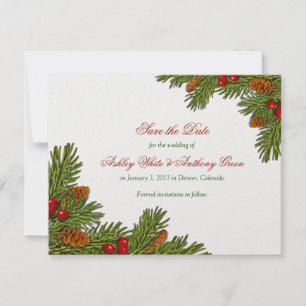 Save The Date Pines Boughs Noël Mariage d'hiver Enregistrer la d