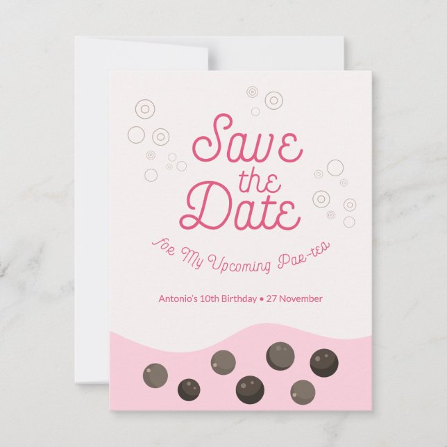 Save The Date Pink Axolotl Bubble Thé Par Thé Fête Anniversaire (Devant)