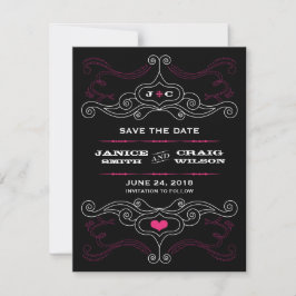 Save The Date Pink & Black Rock 'n' Roll Music Mariage à thème
