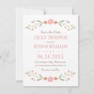 Save The Date Pink Country Floral Mariage