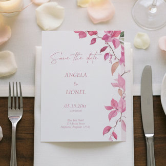 Save The Date Pink Floral Wedding 