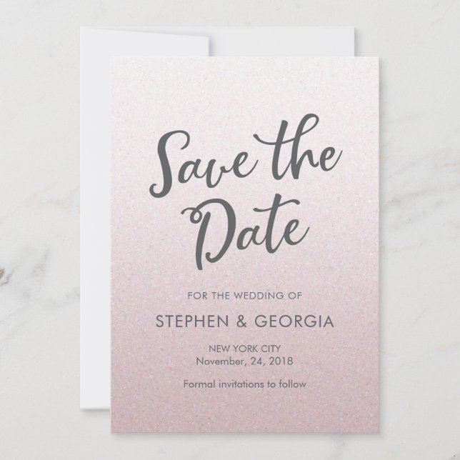 Save The Date Pink Glitt Enregistrer notre date mariage invitati (Devant)