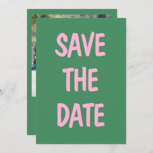 Save The Date Pink Green Décontracté écriture manuscrite amusant