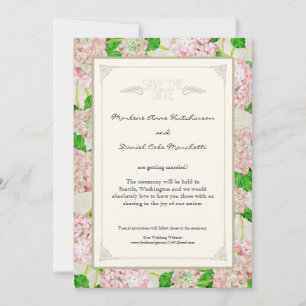 Save The Date Pink Hydrangea dentelle Floral Formal Élégant Mari
