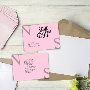 Save The Date Pink minimaliste & Élégant Gras Initiales Mariage