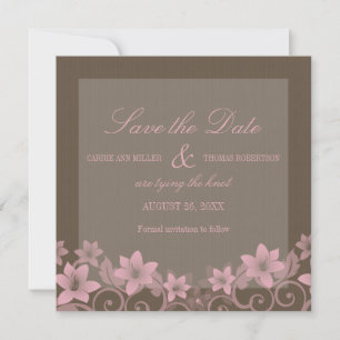 Save The Date Pink Rustic Floral Enregistrer l'Invitation de dat