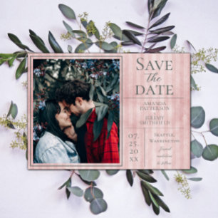 Save The Date Pink Vintage Striped Photo Enregistrer la date
