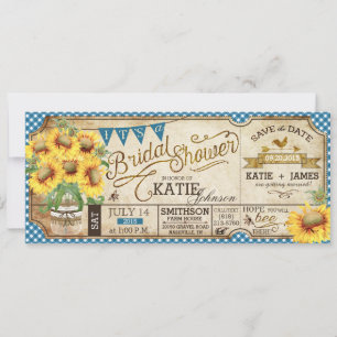 Save The Date Pique-Nique Champêtre Tournesols Mariage Champêtre