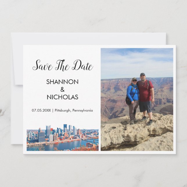 Save The Date Pittsburgh Skyline Fiançailles Photo Enregistrer L (Devant)