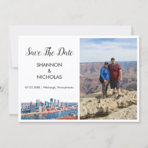 Save The Date Pittsburgh Skyline Fiançailles Photo Enregistrer L
