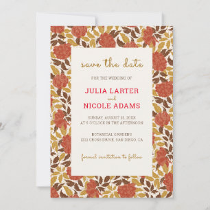 Save The Date Pivoine Fleurs Orange Poussiéreuse Mariage d'Autom