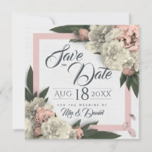 Pivoines Florales Romantiques Rose et Blanc