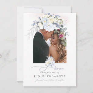 Save The Date PixDezines Aquarelle Crème Rose Blue Hyde