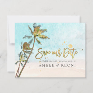 Save The Date PixDezines Crystal Blue Beach Shoreline Palms 