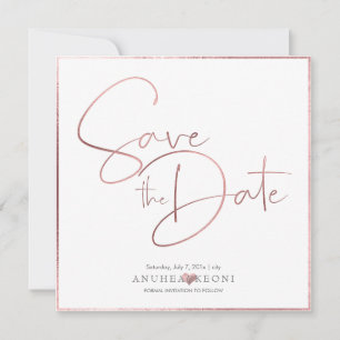 Save The Date PixDezines DÉLICATE LOVE FAUX ROSE GOLD FOIL