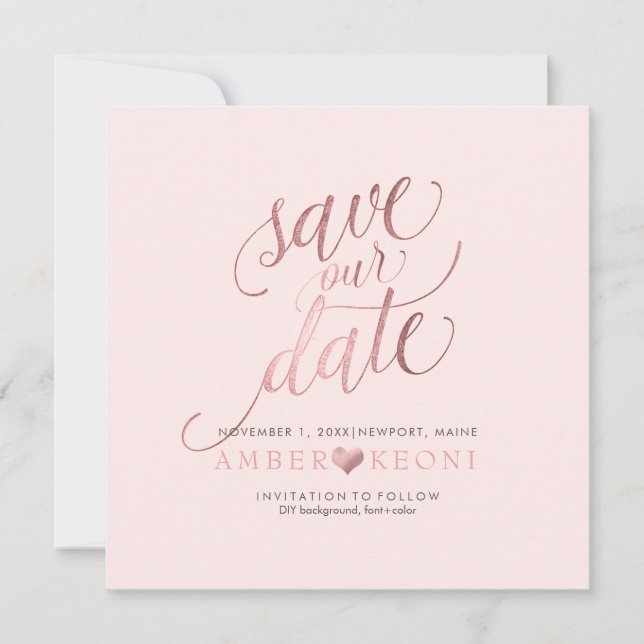 Save The Date PixDezines Enregistrer la date/Faux Rose Gold/do-i (Devant)