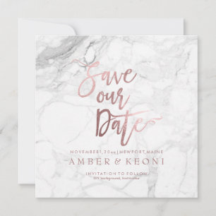 Save The Date PixDezines Enregistrer la date Faux Rose Gold+Marb