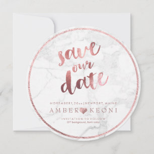 Save The Date PixDezines Enregistrer la date Faux Rose Gold+Marb