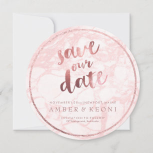 Save The Date PixDezines Enregistrer la date/Rose or/marbre rose