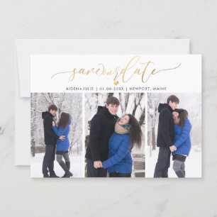 Save The Date PixDezines Faux Gold Moderne Brush Script