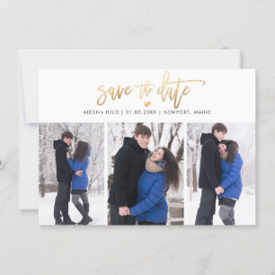 Save The Date PixDezines Faux Gold Moderne Brush Script